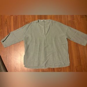 Zara Light Sage Green Women's V-Neck Blouse